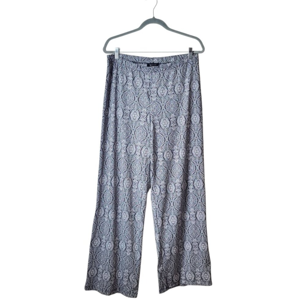 AB Studio Black and White Mandala Boho Wide Leg Pants